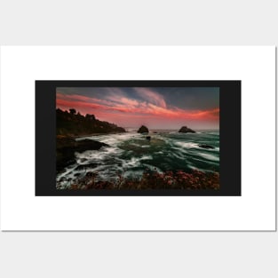 Sunset at a Rocky Beach Posters and Art